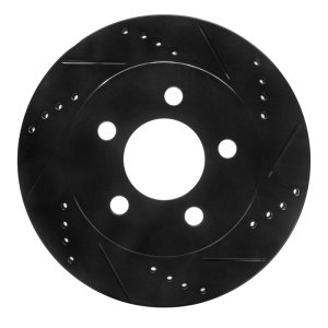 Jeep Wrangler Brake Rotor (1) - Front Right - R1 Concepts - Drilled & Slotted - Black - `99-`06